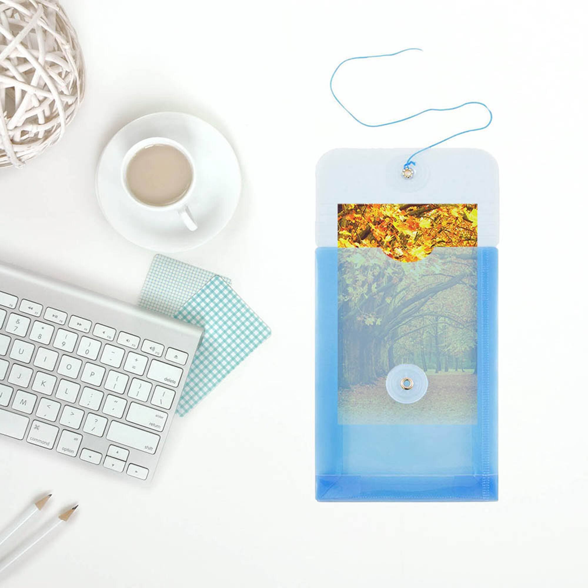 JAM Paper 4.25" x 6.25" Open End Plastic Envelopes with Button and String Closure